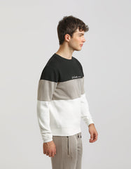 Felpa girocollo colorblock