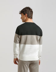 Felpa girocollo colorblock