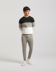 Felpa girocollo colorblock