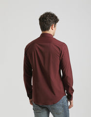 Camicia tinta unita in tessuto elastico