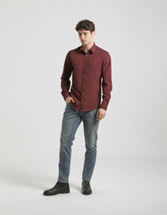Camicia tinta unita in tessuto elastico