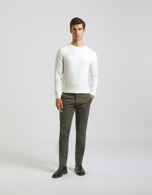 Pantaloni chino in cotone|Colore:Verde scuro