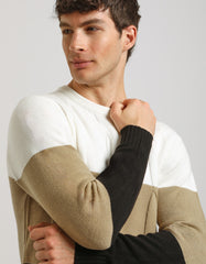 Maglia girocollo colorblock|Colore:Off white