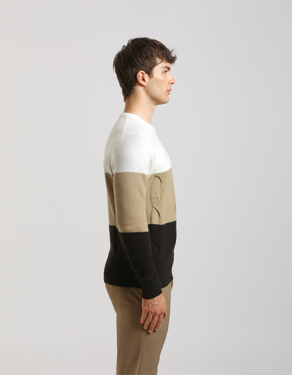 Maglia girocollo colorblock|Colore:Off white