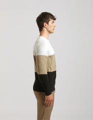 Maglia girocollo colorblock|Colore:Off white