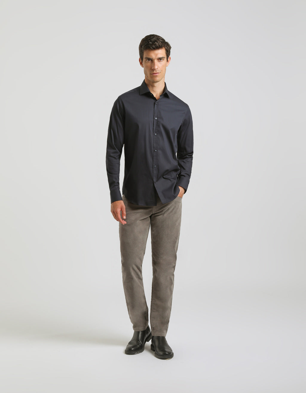 Clay Camicia Classica Tinta Unita Bianca FIL A FIL Cotone 100%qualità - Foto 4