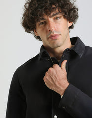 Cotton jacket with velvet collar