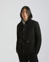 Cotton jacket with velvet collar