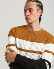 Maglia girocollo colorblock|Colore:Senape