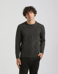 Braided crew neck sweater