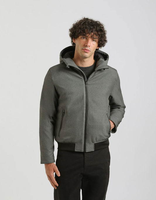 Hooded padded bomber jacket