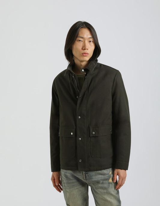 Cotton jacket with velvet collar