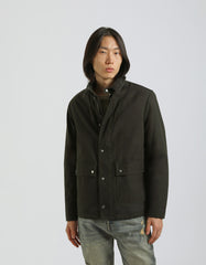 Cotton jacket with velvet collar