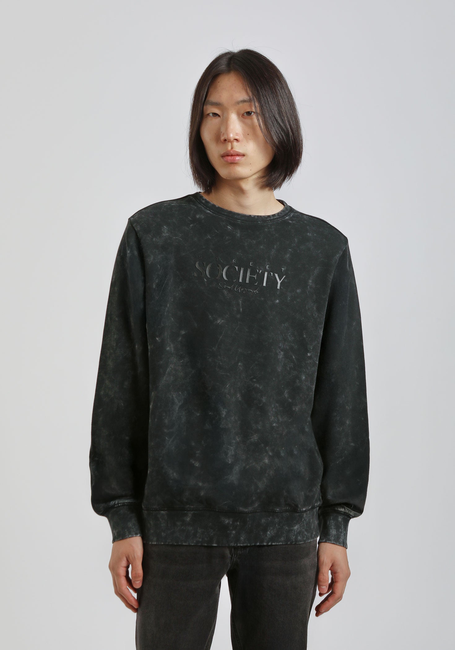 Felpa girocollo con stampa|Colore:Nero