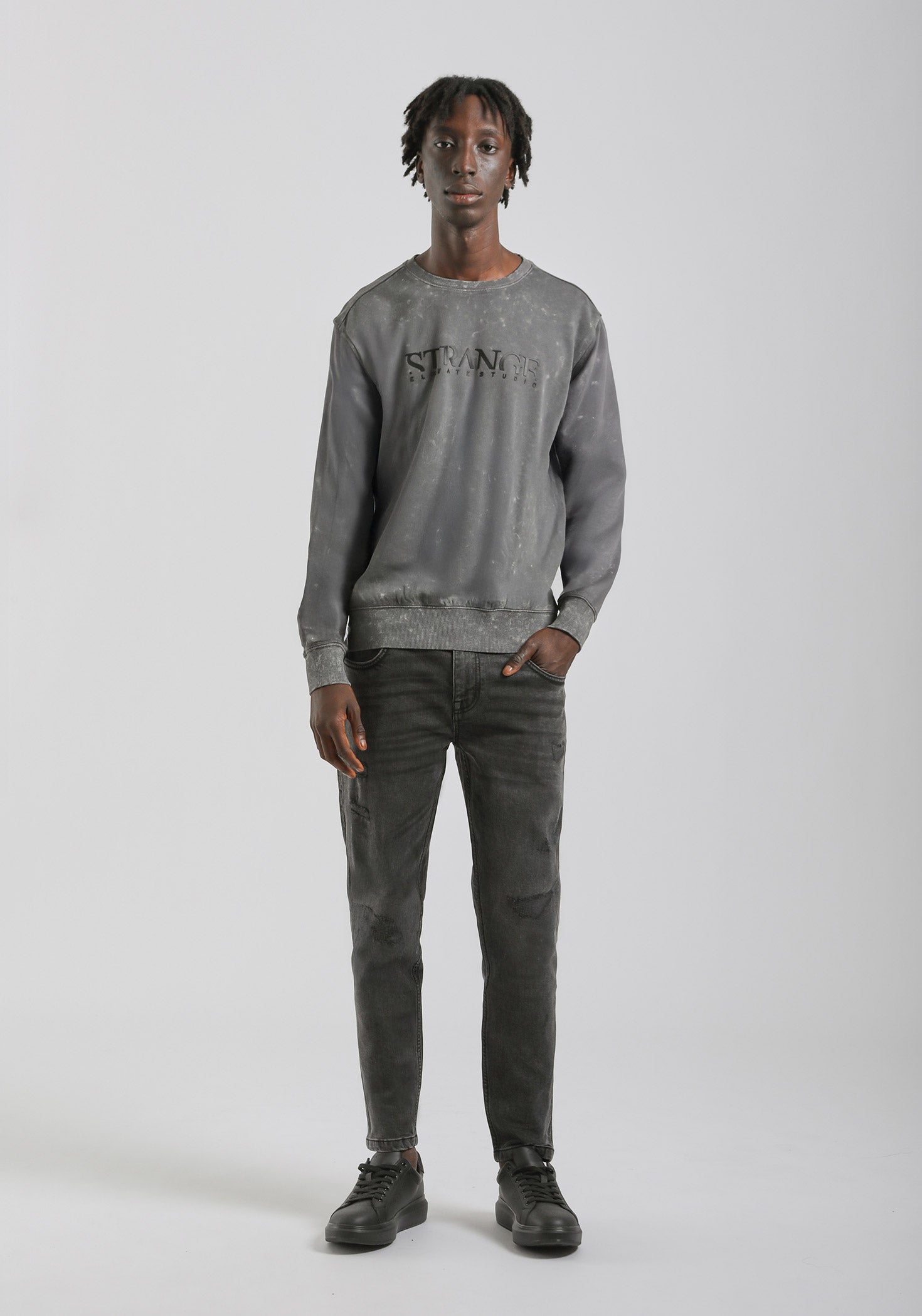 Felpa girocollo con stampa|Colore:Fango