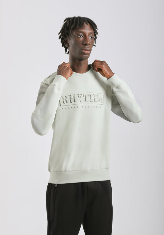 Felpa girocollo stampa a rilievo|Colore:Verde