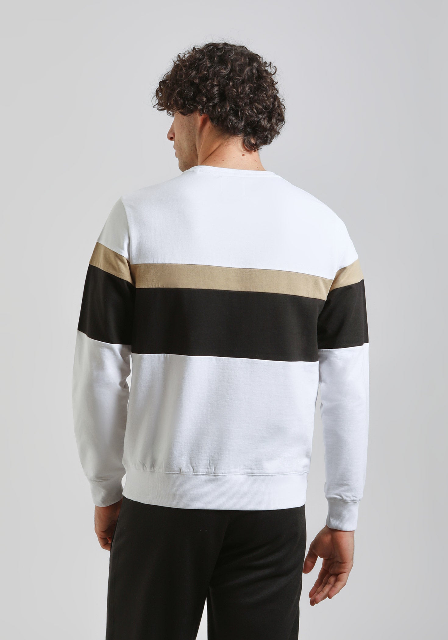 Felpa girocollo colorblock|Colore:Beige