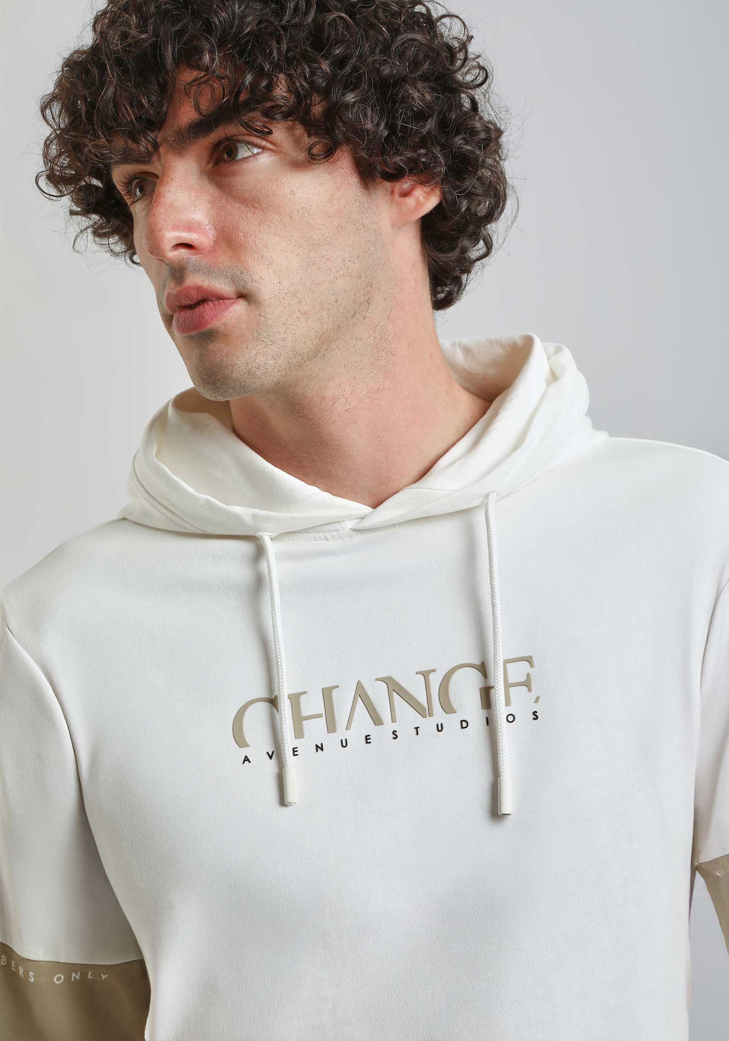 Felpa con cappuccio con stampa|Colore:Off white