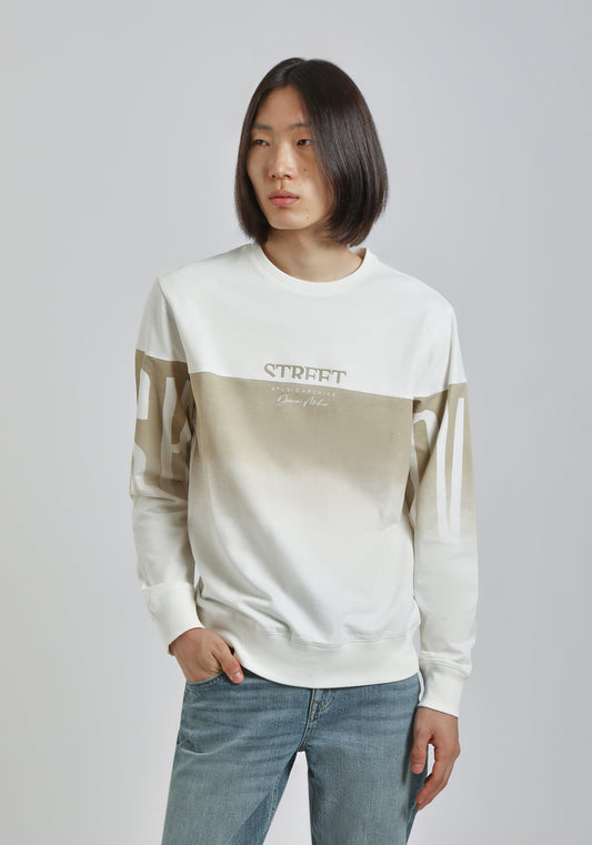 Felpa girocollo con stampa|Colore:Off white