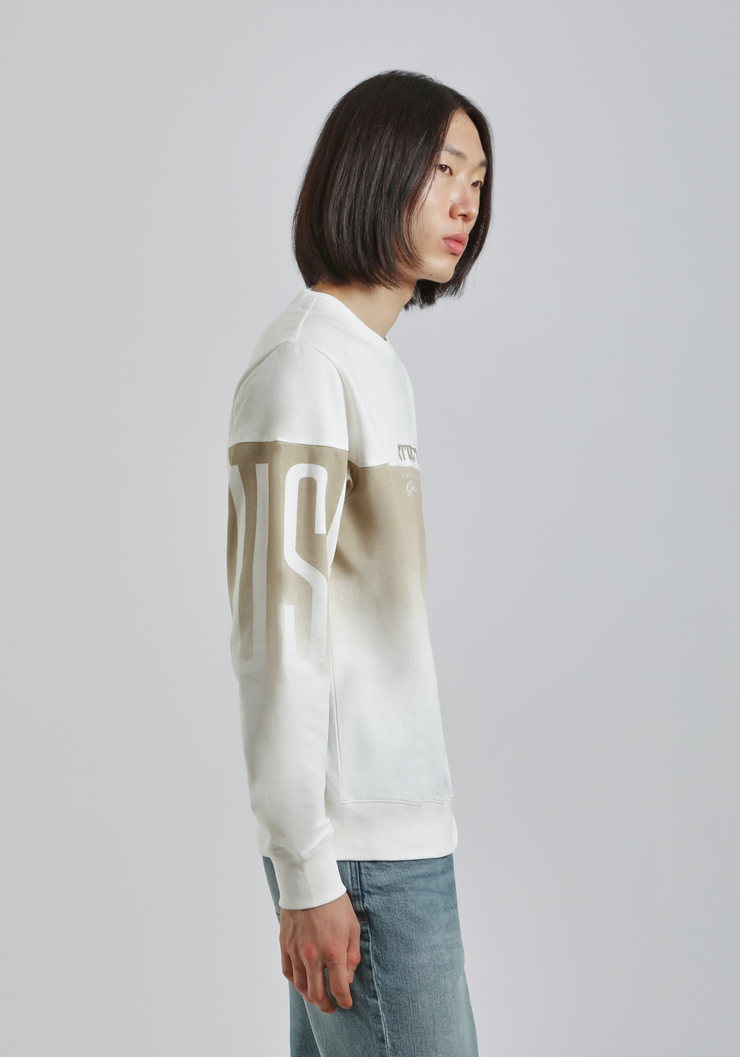 Felpa girocollo con stampa|Colore:Off white