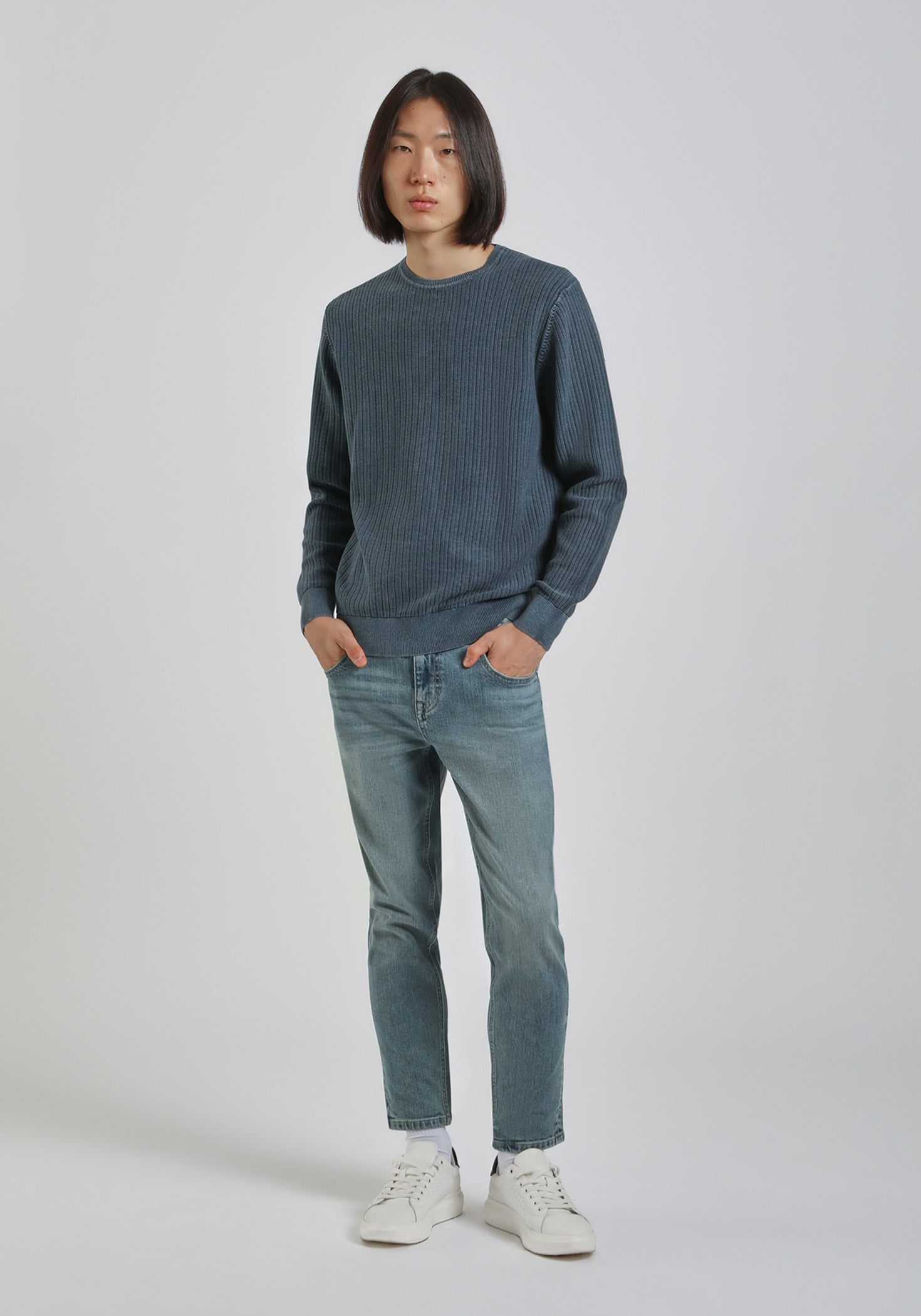 Maglia girocollo 100% cotone|Colore:Denim