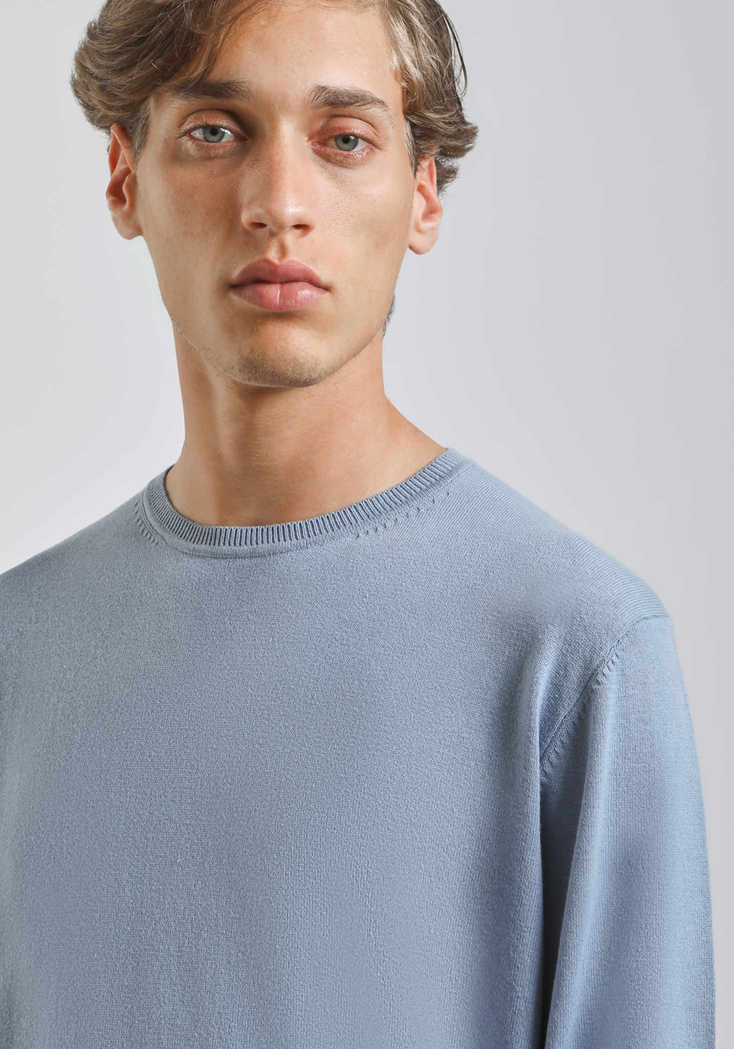 Maglia girocollo tinta unita|Colore:Ciano