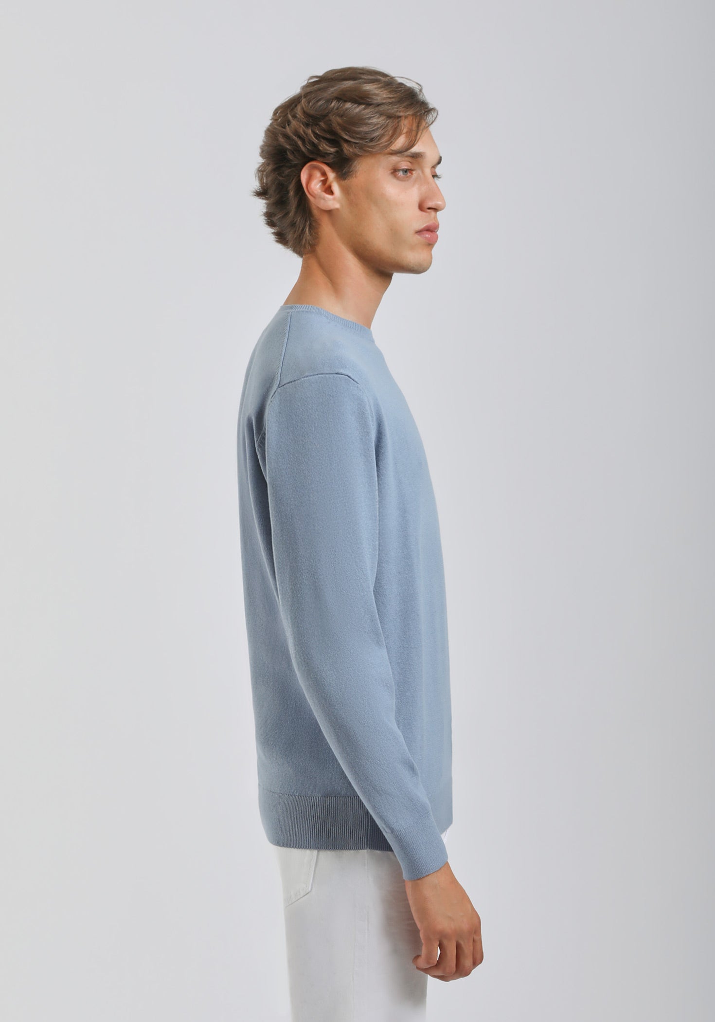 Maglia girocollo tinta unita|Colore:Ciano