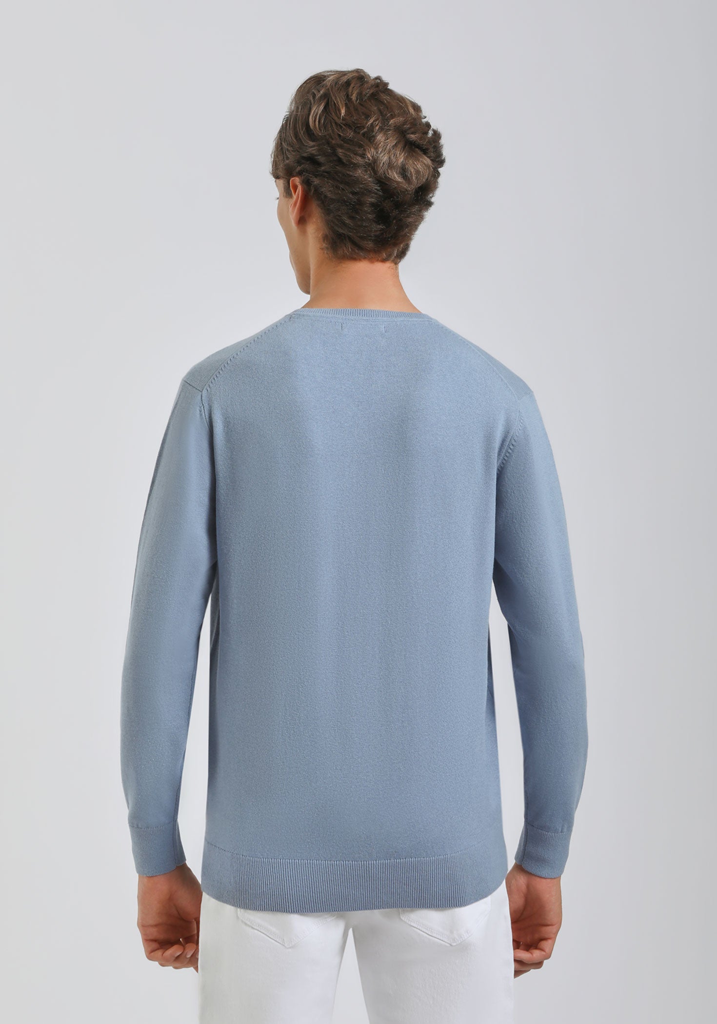 Maglia girocollo tinta unita|Colore:Ciano