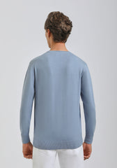 Maglia girocollo tinta unita|Colore:Ciano