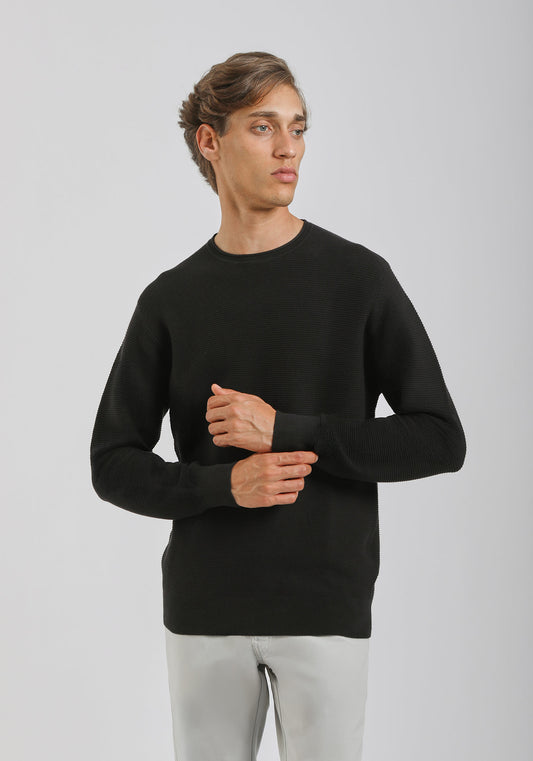 Maglia girocollo strutturato|Colore:Nero