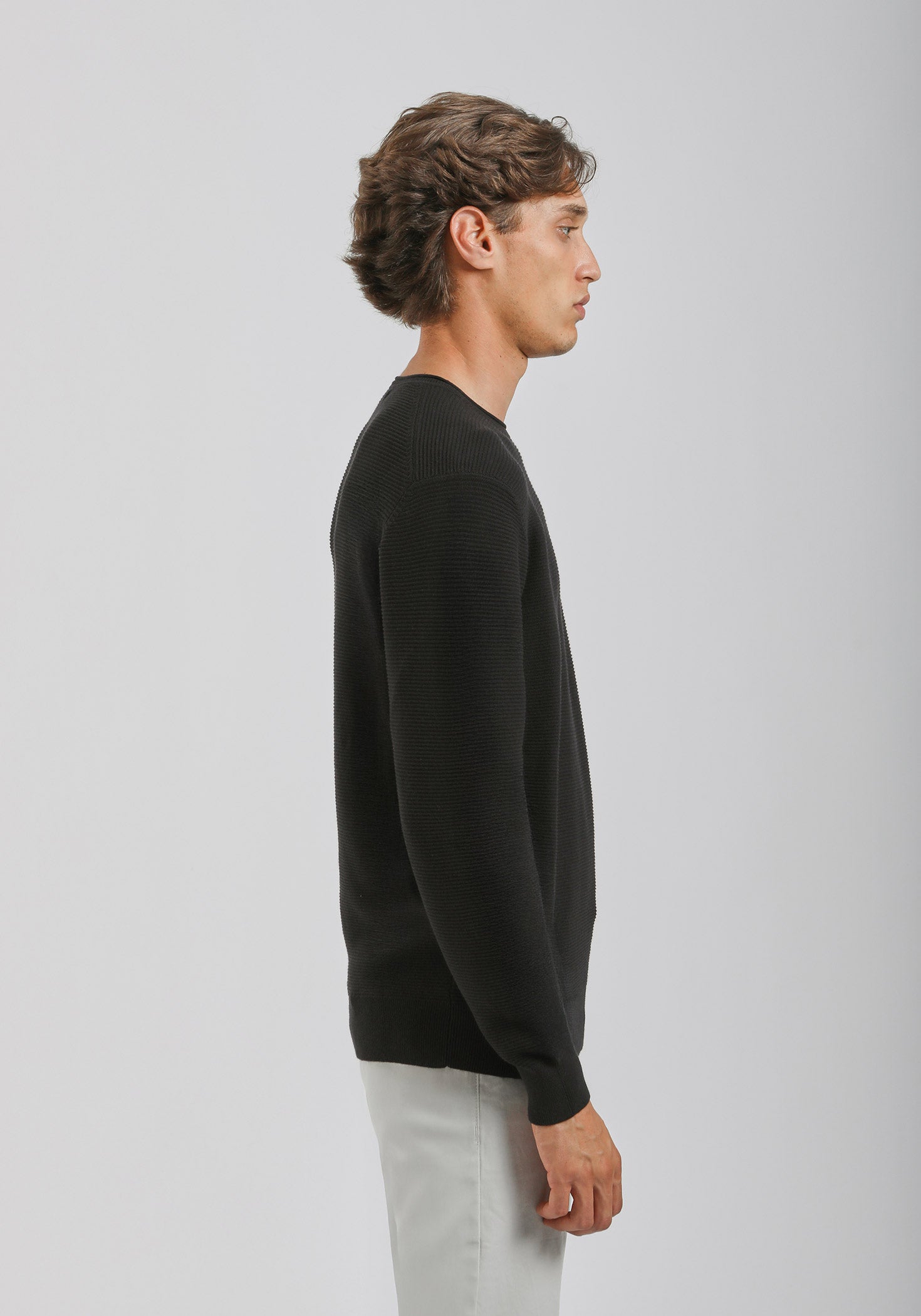 Maglia girocollo strutturato|Colore:Nero