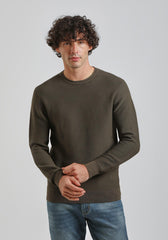 Maglia girocollo strutturato|Colore:Verde scuro