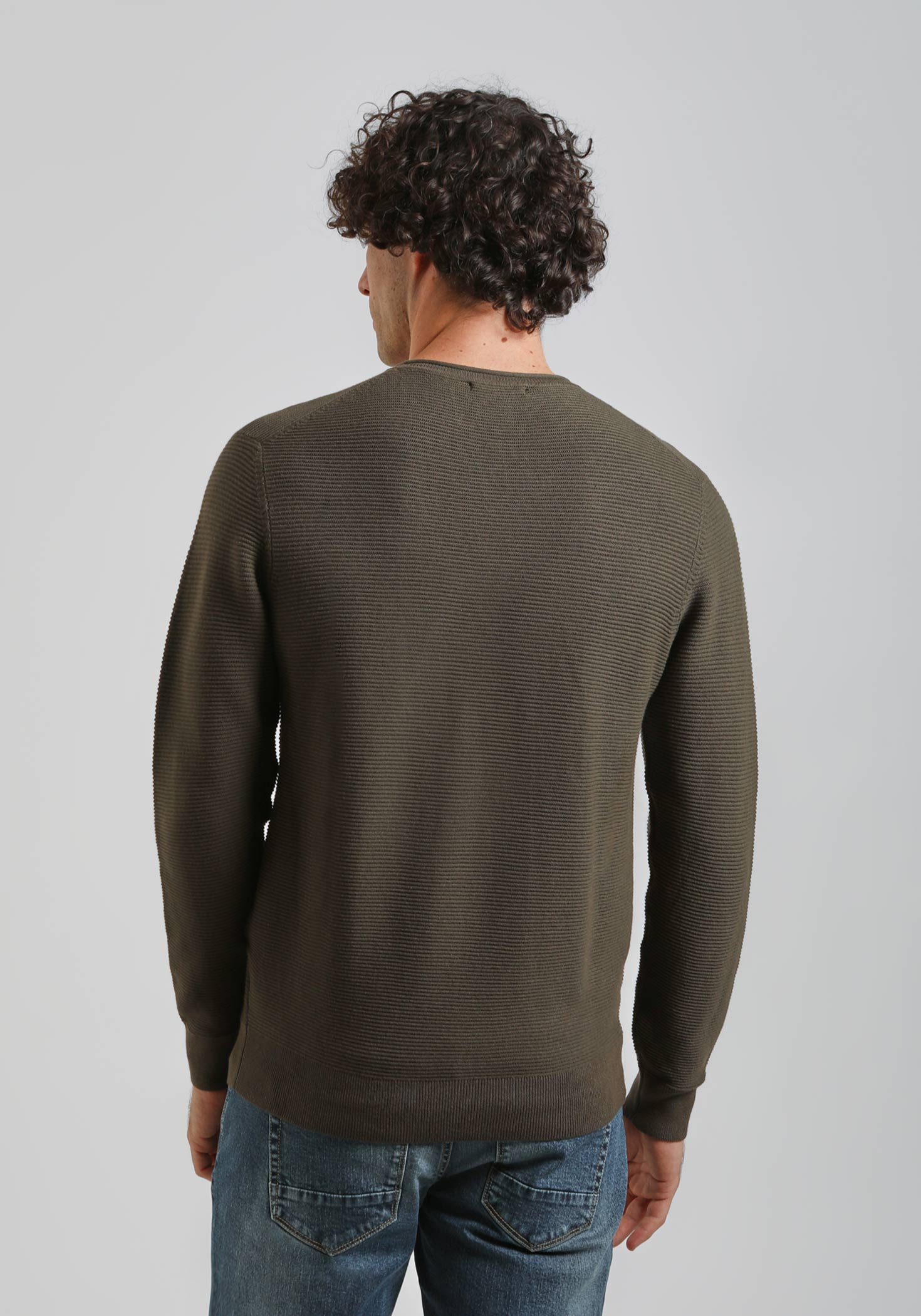 Maglia girocollo strutturato|Colore:Verde scuro