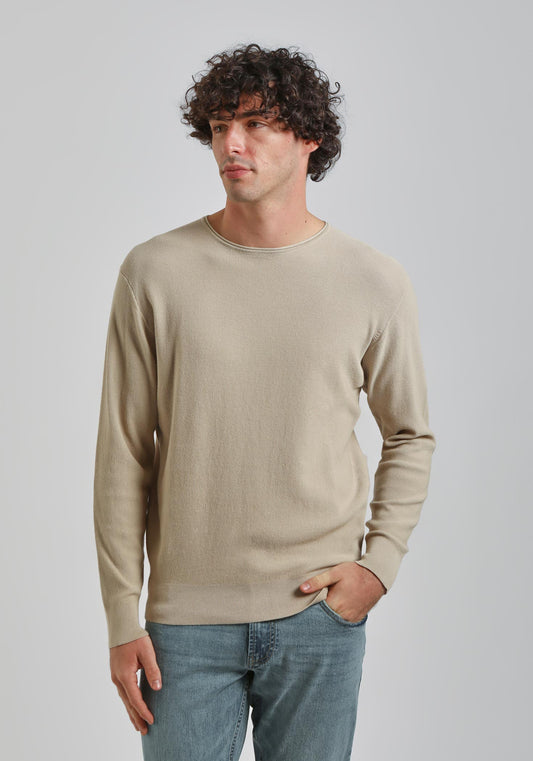 Maglia girocollo strutturato|Colore:Beige