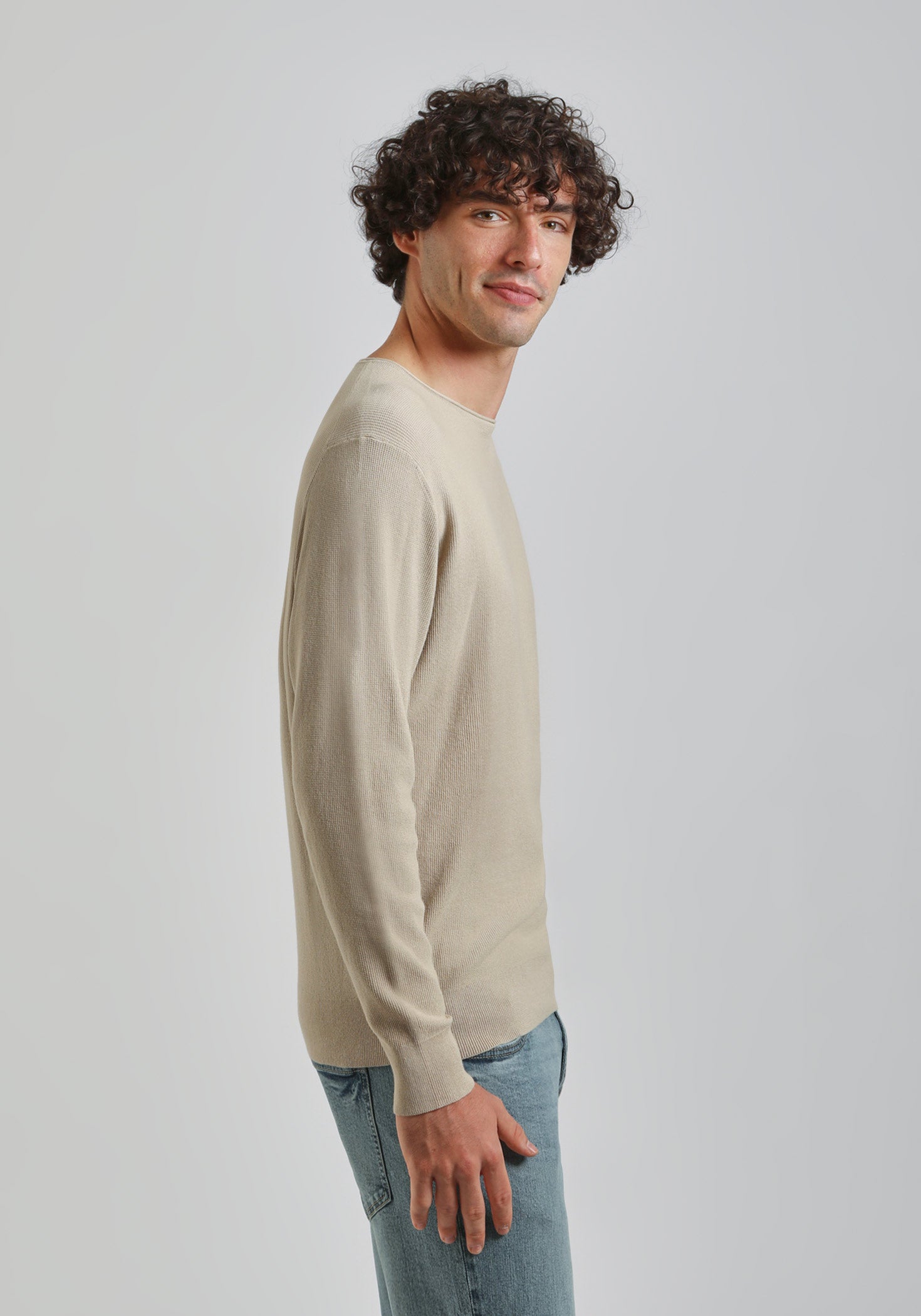 Maglia girocollo strutturato|Colore:Beige