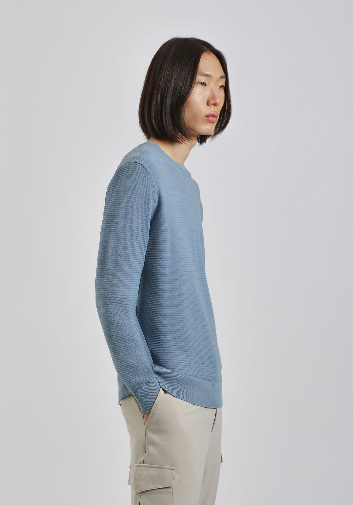 Maglia girocollo in cotone|Colore:Ciano