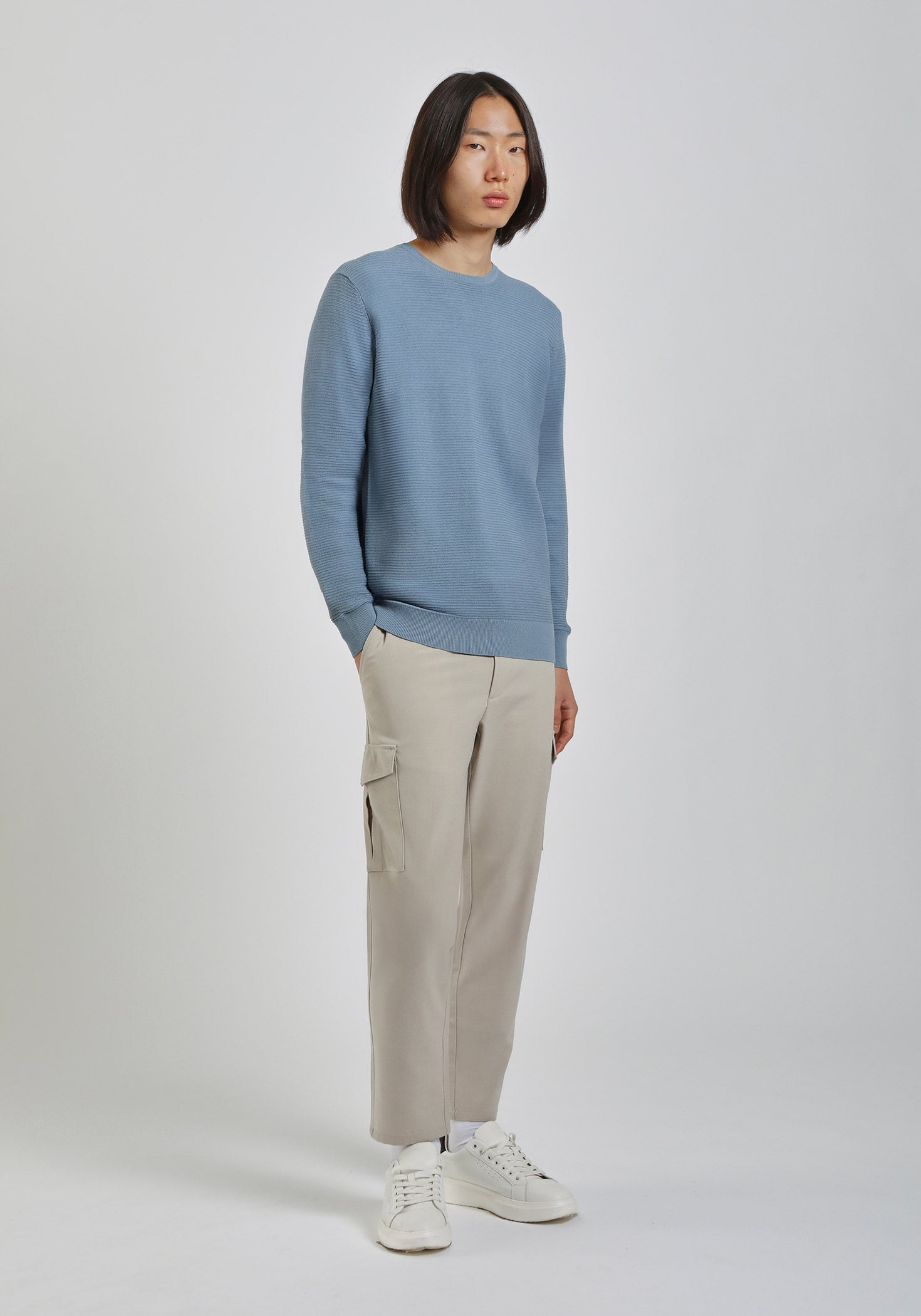 Maglia girocollo in cotone|Colore:Ciano