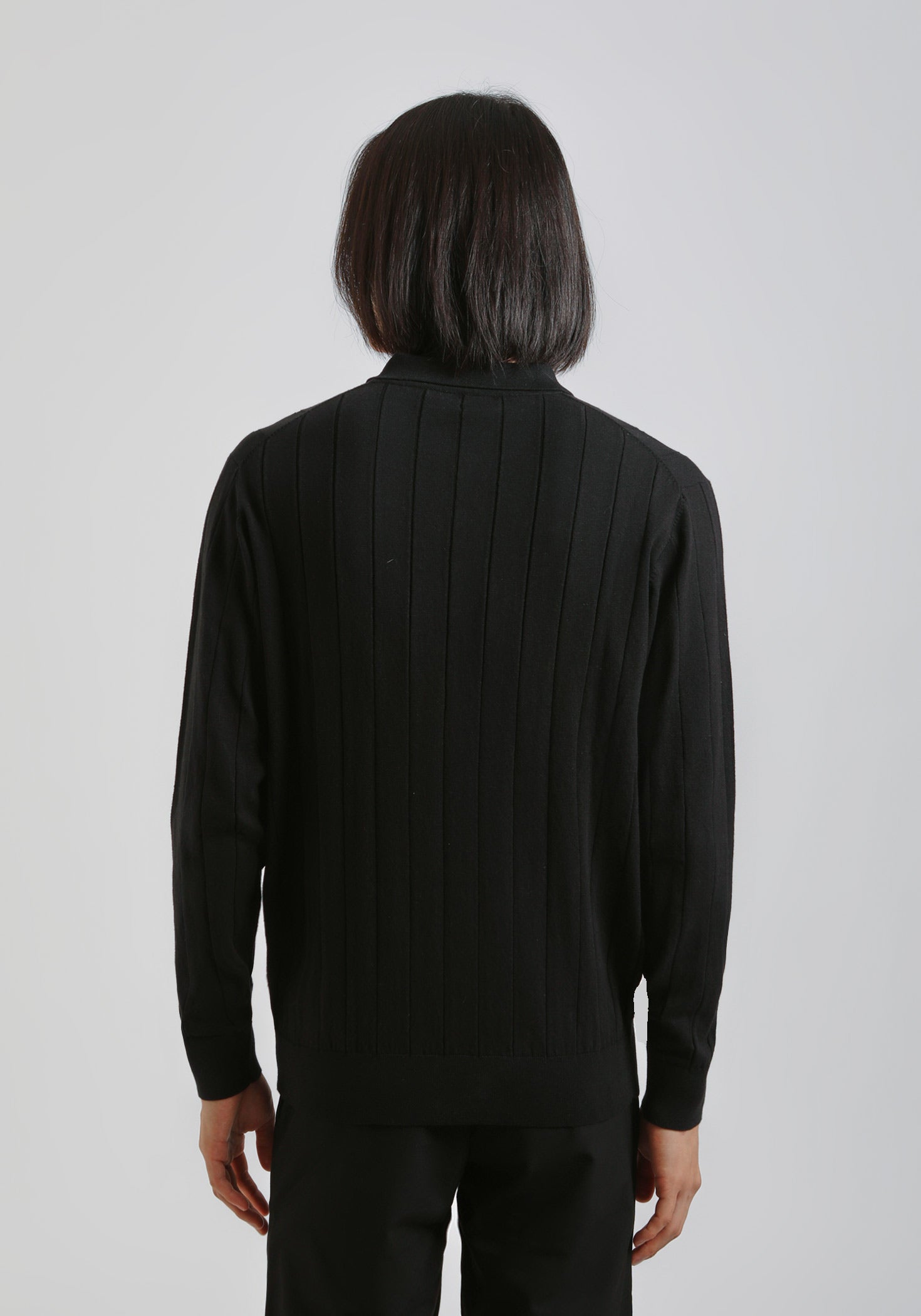 Polo manica lunga con bottoni|Colore:Nero