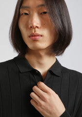 Polo manica lunga con bottoni|Colore:Nero