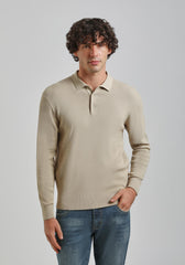 Polo manica lunga con bottoni|Colore:Beige