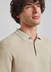 Polo manica lunga con bottoni|Colore:Beige