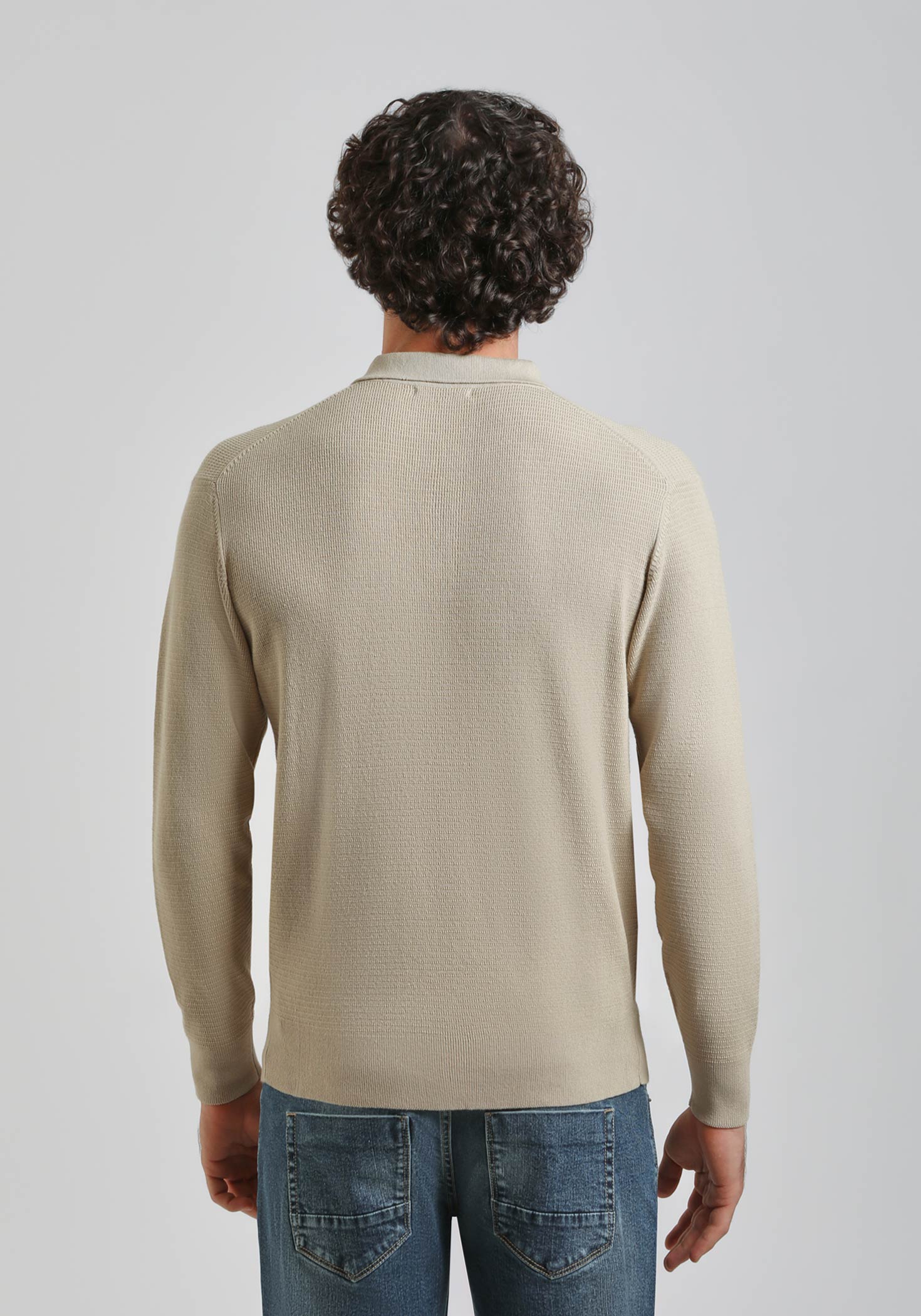 Polo manica lunga con bottoni|Colore:Beige