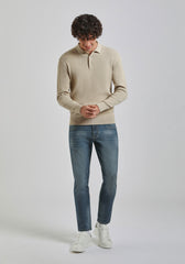 Polo manica lunga con bottoni|Colore:Beige