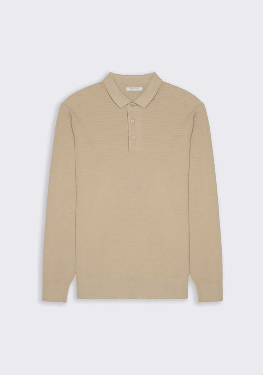 Polo manica lunga con bottoni|Colore:Beige