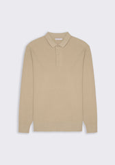 Polo manica lunga con bottoni|Colore:Beige