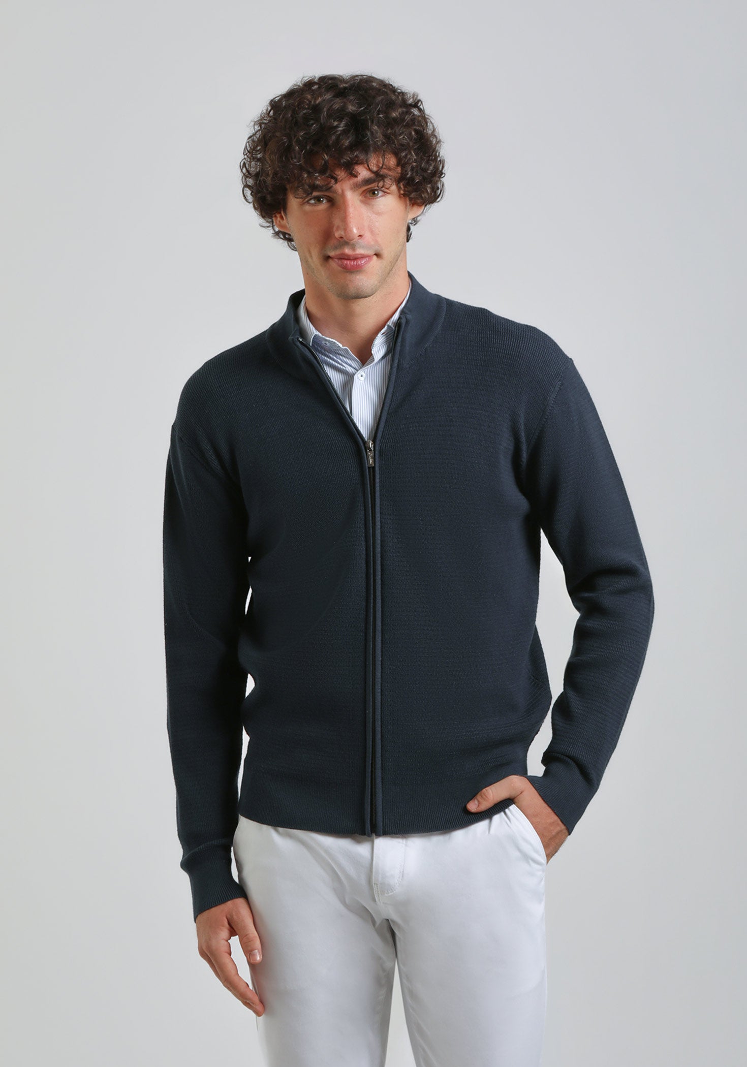 Cardigan con zip|Colore:Avion