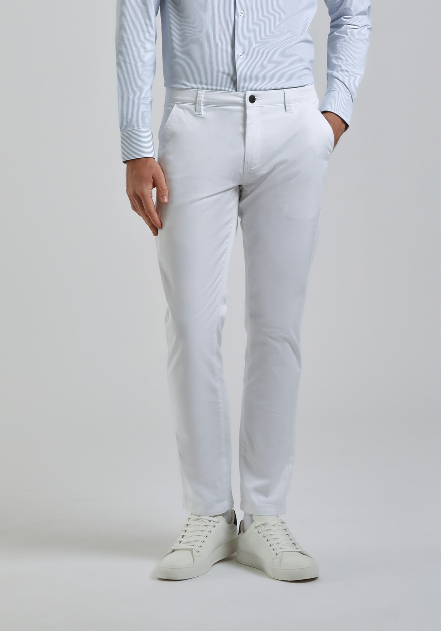 Pantaloni chino in cotone|Colore:Bianco