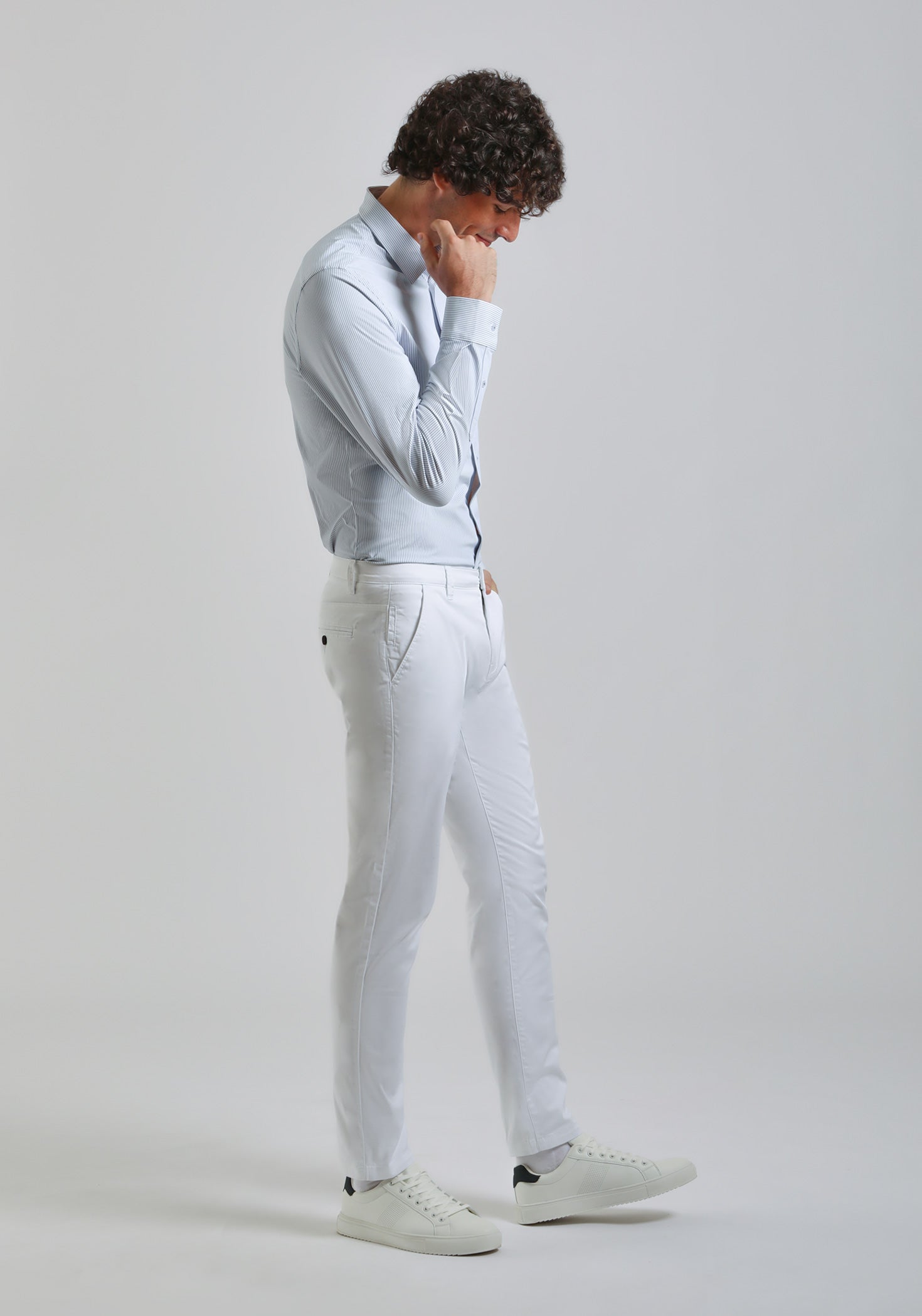 Pantaloni chino in cotone|Colore:Bianco