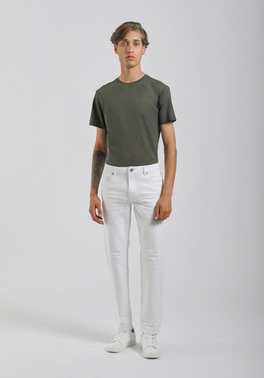 Pantaloni cinque tasche in cotone|Colore:Bianco