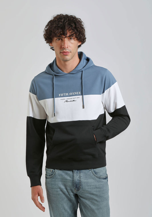 Felpa con cappuccio colorblock|Colore:Ciano